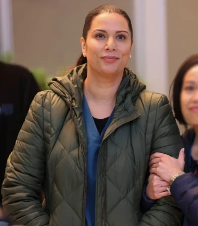 Lorena Diaz Chicago Med S10 Green Quilted Jacket
