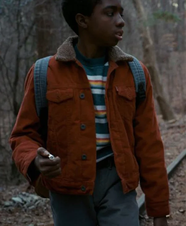 Lucas Sinclair Stranger Things Brown Fur Collar Jacket