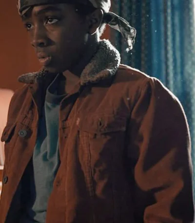 Lucas Sinclair Stranger Things Brown Fur Collar Jacket