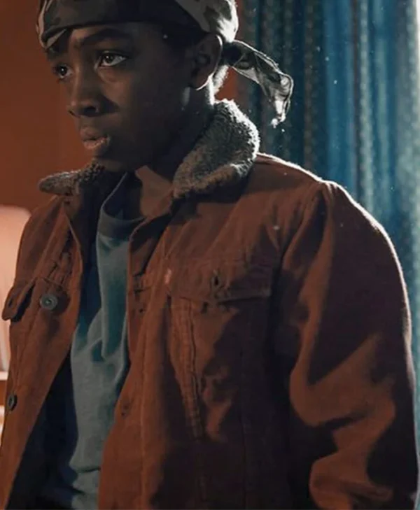 Lucas Sinclair Stranger Things Brown Fur Collar Jacket