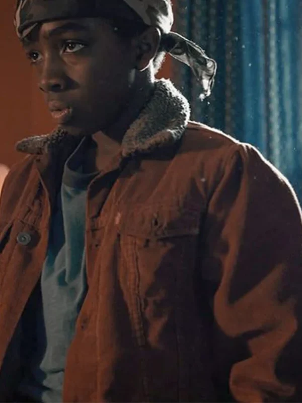 Lucas Sinclair Stranger Things Brown Fur Collar Jacket