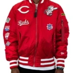 MA-1 Cincinnati Reds Red Bomber Satin Jacket