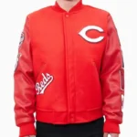 MLB Cincinnati Reds Letterman Wool/Leather Red Jacket
