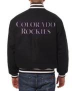 Colorado Rockies Full-Snap Black Wool Varsity Jacket