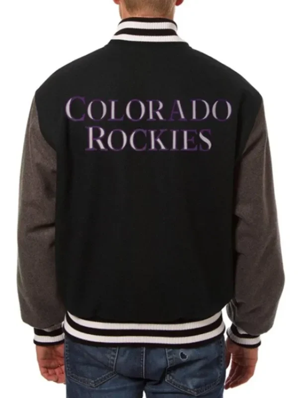 Colorado Rockies Two Tone Black/Charcoal Varsity Wool Jacket