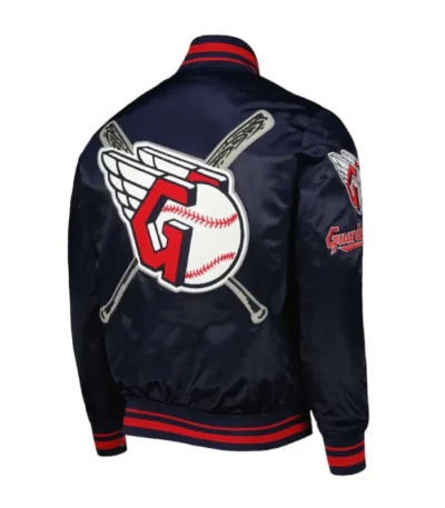 Cleveland Guardians Mash Up Navy Satin Varsity Jacket