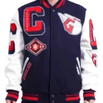 Mash Up Logo Cleveland Guardians Varsity Navy Jacket