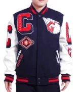 Mash Up Logo Cleveland Guardians Varsity Navy Jacket