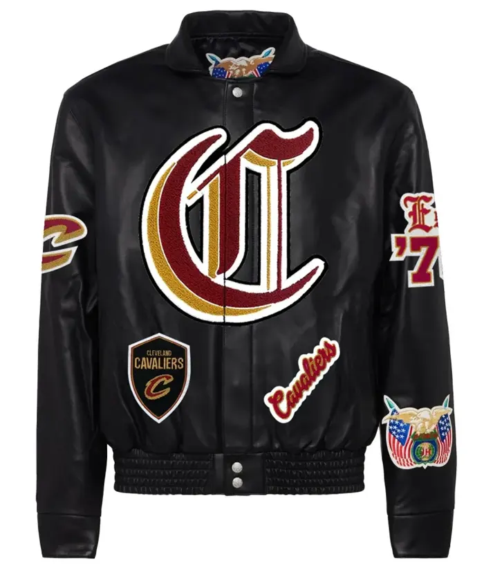 Mens Full Black Cleveland Cavaliers Leather Jacket Mens Full Black Cleveland Cavaliers Leather Jacket