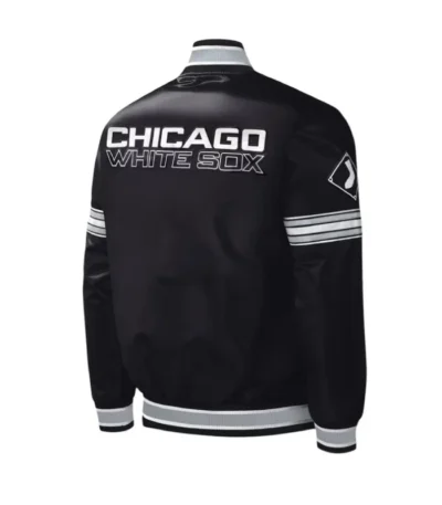 Chicago White Sox Midfield Black Varsity Satin Jacket