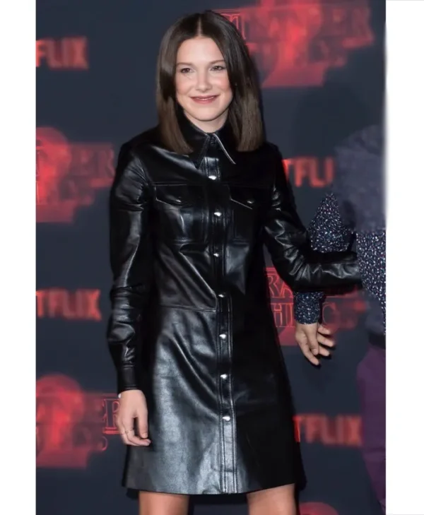 Millie Bobby Brown Stranger Things Premiere Black Leather Jacket