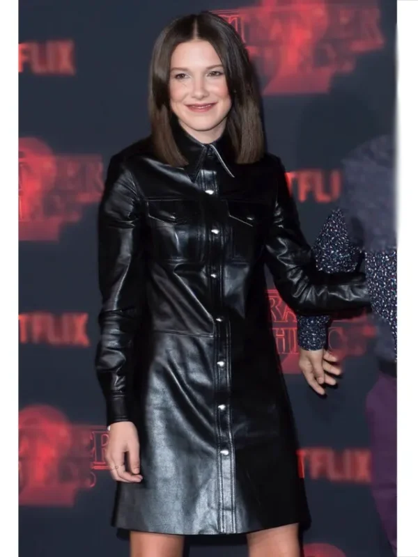 Millie Bobby Brown Stranger Things Premiere Black Leather Jacket