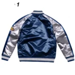 Navy Blue-Silver Dallas Cowboys Varsity Satin Jacket