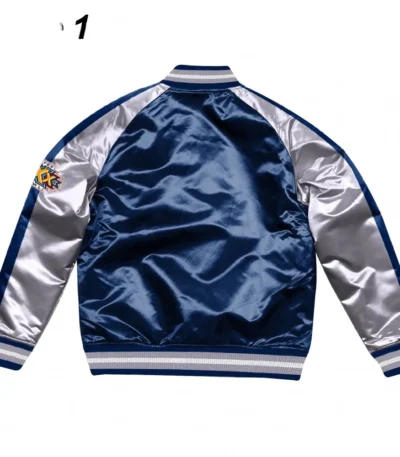 Navy Blue-Silver Dallas Cowboys Varsity Satin Jacket