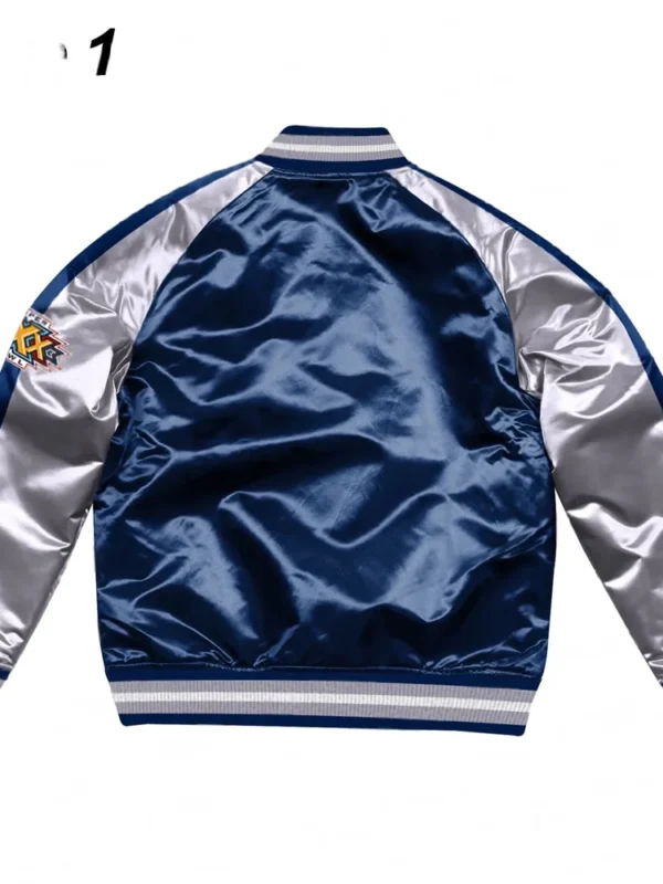 Navy Blue-Silver Dallas Cowboys Varsity Satin Jacket