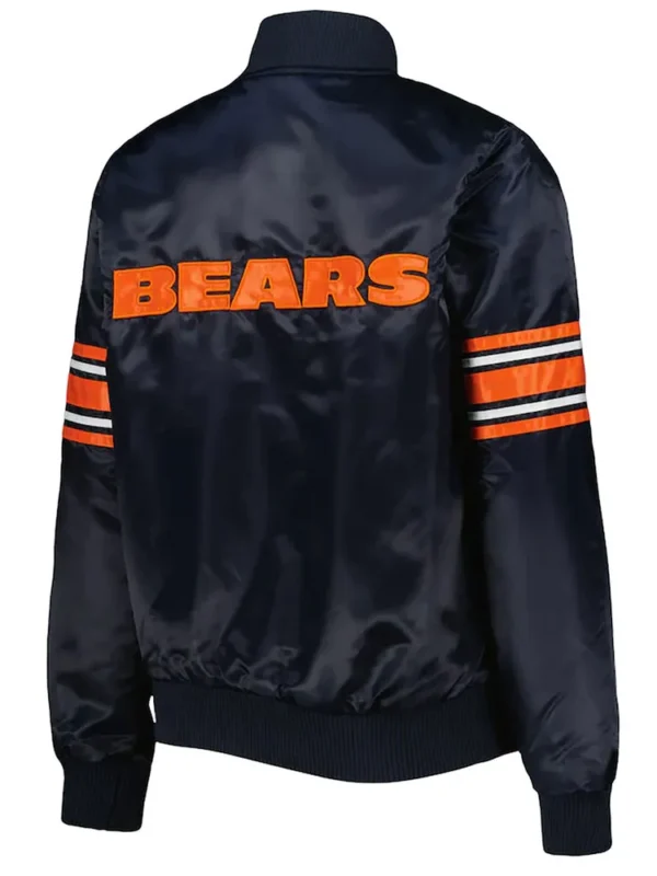 Navy Chicago Bears Line Up Varsity Satin Jacket