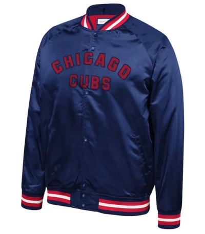 Navy Chicago Cubs Full-Snap Satin Jacket