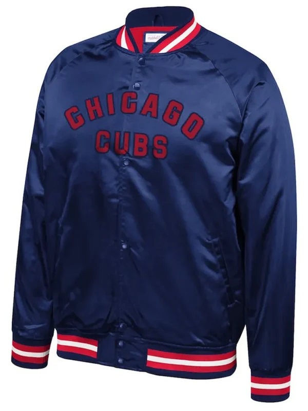 Navy Chicago Cubs Full-Snap Satin Jacket