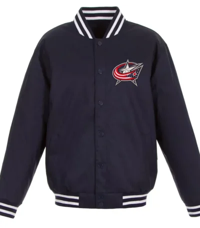 Navy Columbus Blue Jackets Front Hit Poly Twill Jacket