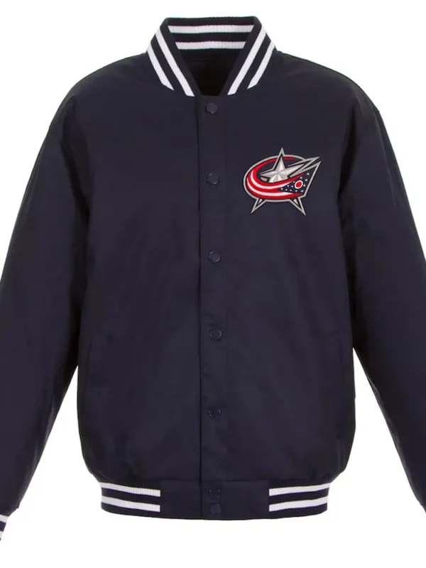 Navy Columbus Blue Jackets Front Hit Poly Twill Jacket