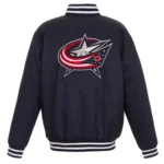 Navy Columbus Blue Jackets Front Hit Poly Twill Jacket
