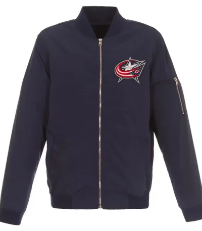 Navy Columbus Blue Jackets Nylon Lightweight Bomber Jacket