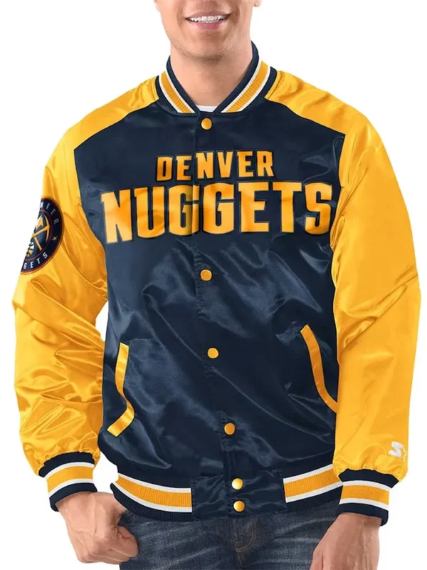 Navy/Gold Denver Nuggets Renegade Varsity Satin Jacket