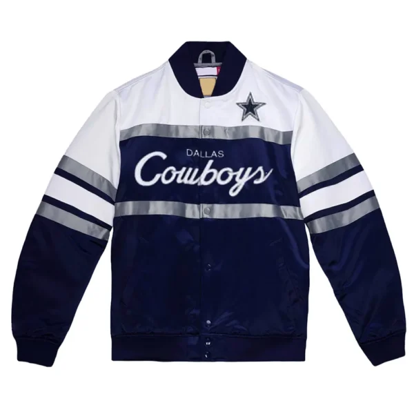 Navy-White Special Script Dallas Cowboys Satin Jacket
