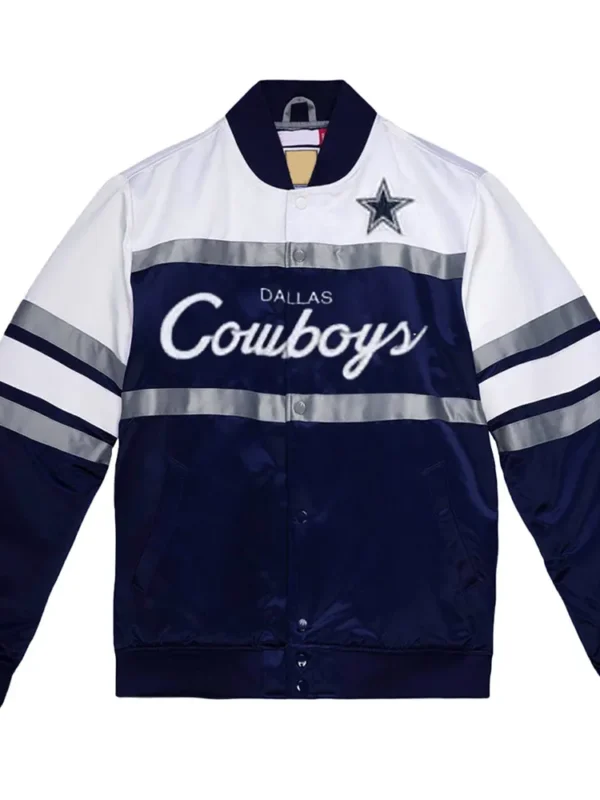 Navy-White Special Script Dallas Cowboys Satin Jacket
