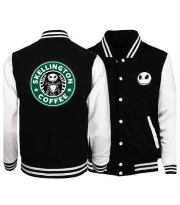 Nightmare Before Christmas Skellington Coffee Varsity Jacket