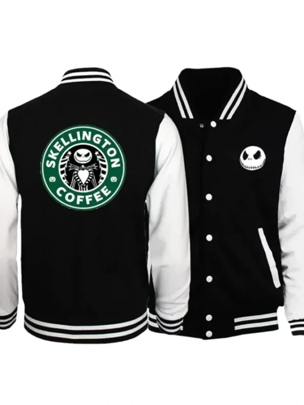 Nightmare Before Christmas Skellington Coffee Varsity Jacket