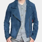 Noah Schnapp Event Stranger Things Navy Blue Suede Jacket