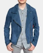 Noah Schnapp Event Stranger Things Navy Blue Suede Jacket