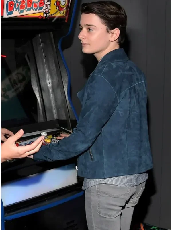 Noah Schnapp Event Stranger Things Navy Blue Suede Jacket