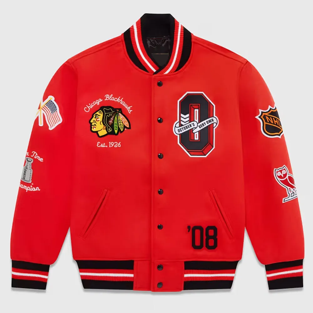OVO Chicago Blackhawks Varsity Jacket OVO Chicago Blackhawks Varsity Jacket