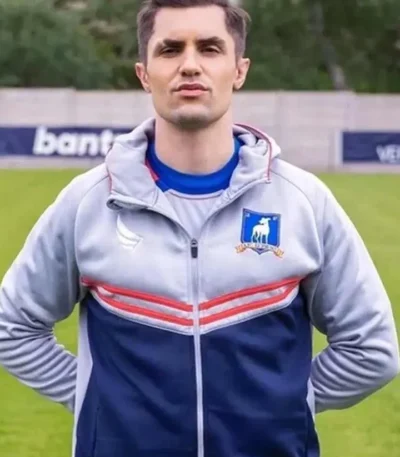 Phil Dunster Ted Lasso Grey and Blue Hooded Jacket