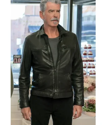 Pierce Brosnan The Out-Laws 2023 Black Leather Jacket