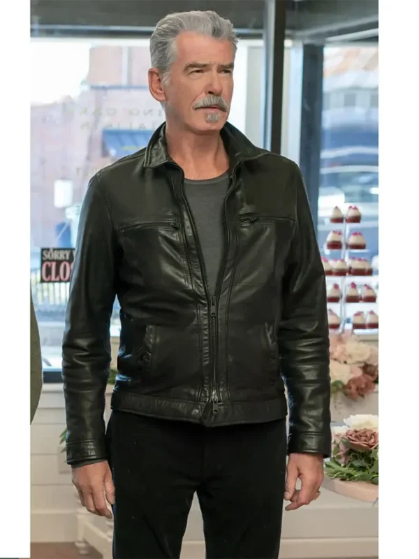 Pierce Brosnan The Out-Laws 2023 Black Leather Jacket