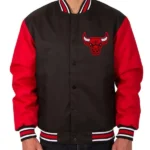 Poly Twill Chicago Bulls Black And Red Jacket