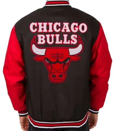 Poly Twill Chicago Bulls Black And Red Jacket