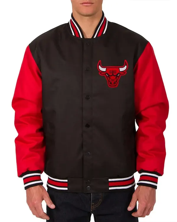 Poly Twill Chicago Bulls Black And Red Jacket