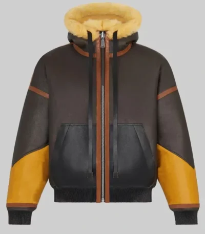 Power Book II Ghost Monet Brown Shearling Jacket