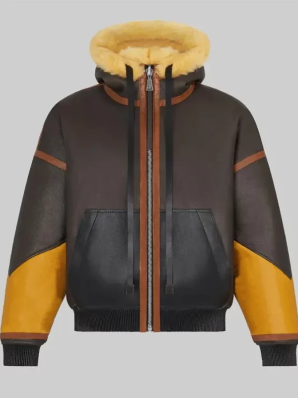Power Book II Ghost Monet Brown Shearling Jacket