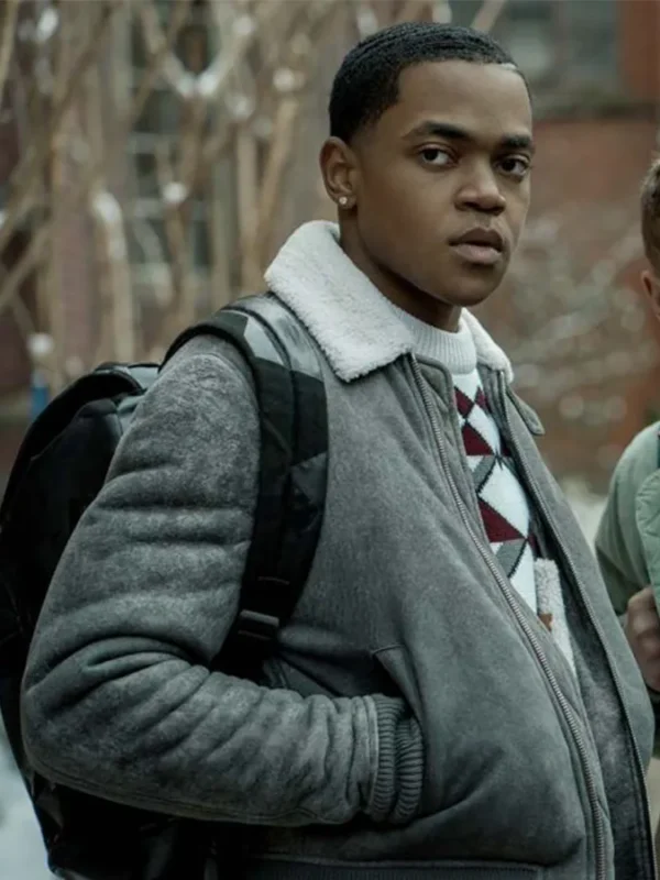 Power Book II Ghost S02 Tariq St Patrick Grey Fur Jacket