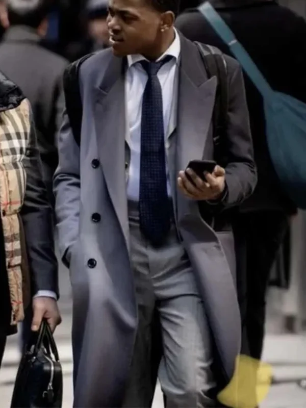 Power Book II Ghost S03 Tariq St. Patrick Grey Trench Coat