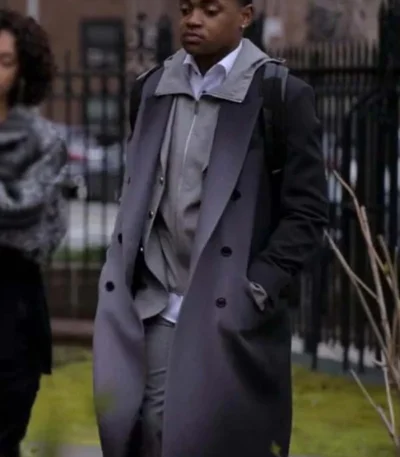 Power Book II Ghost S03 Tariq St. Patrick Grey Trench Coat