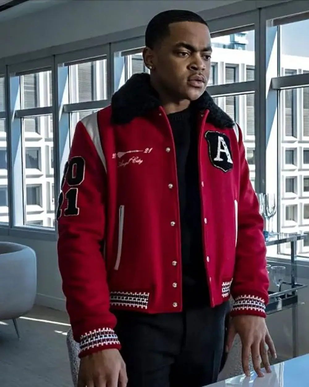 Power Book II Ghost S03 Tariq St. Patrick Varsity Red Jacket Power Book II Ghost S03 Tariq St. Patrick Varsity Red Jacket
