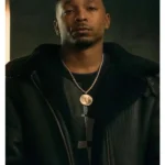Power Book III Lou Lou Black Leather Shearling Fur Jacket