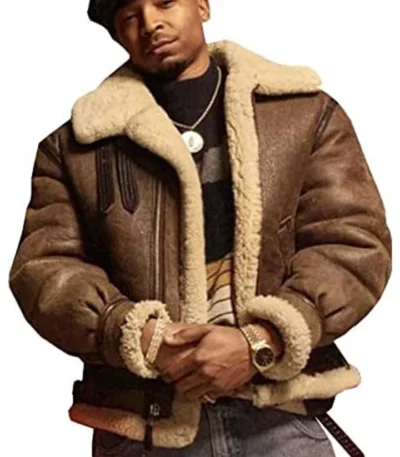 Power Book III Raising Kanan Lou Lou Brown Shearling Jacket