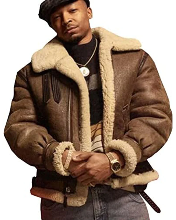 Power Book III Raising Kanan Lou Lou Brown Shearling Jacket Power Book III Raising Kanan Lou Lou Brown Shearling Jacket